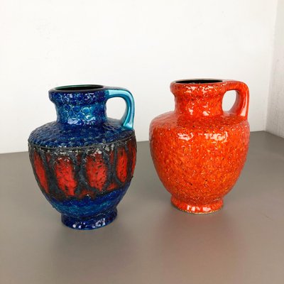 Multi-Colored Fat Lava Op Art Pottery Vase from Bay Ceramics, Germany, Set of 2-QZ-1151860