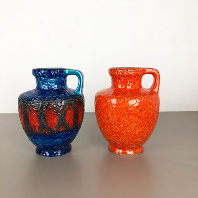 Multi-Colored Fat Lava Op Art Pottery Vase from Bay Ceramics, Germany, Set of 2-QZ-1151860