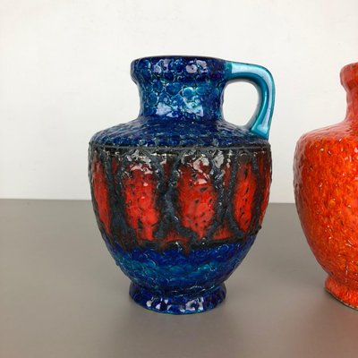 Multi-Colored Fat Lava Op Art Pottery Vase from Bay Ceramics, Germany, Set of 2-QZ-1151860