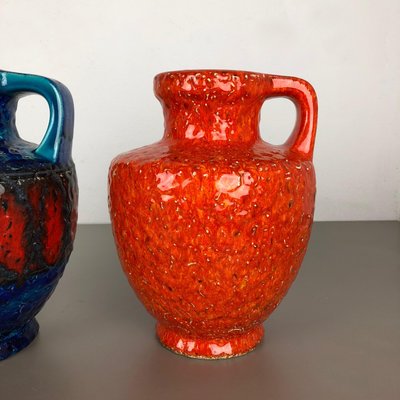 Multi-Colored Fat Lava Op Art Pottery Vase from Bay Ceramics, Germany, Set of 2-QZ-1151860