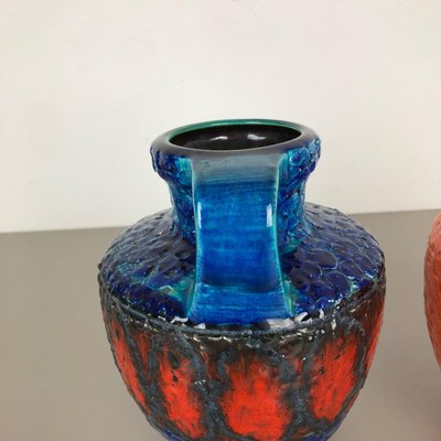 Multi-Colored Fat Lava Op Art Pottery Vase from Bay Ceramics, Germany, Set of 2-QZ-1151860