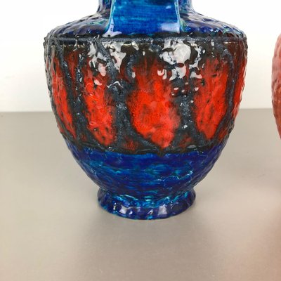 Multi-Colored Fat Lava Op Art Pottery Vase from Bay Ceramics, Germany, Set of 2-QZ-1151860