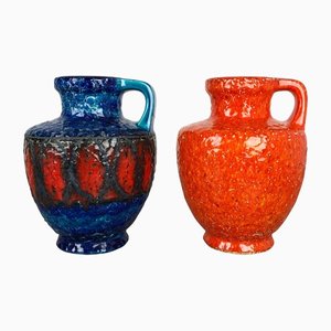 Multi-Colored Fat Lava Op Art Pottery Vase from Bay Ceramics, Germany, Set of 2-QZ-1151860