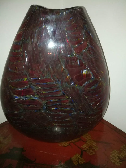 Multi Colored Fondo Burgundy Vase by Paul Crepax