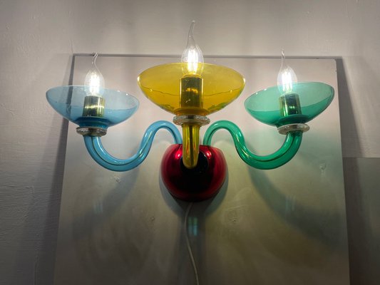 Multi Colored Murano Glass Sconces, 1990s, Set of 2-JJC-1751690