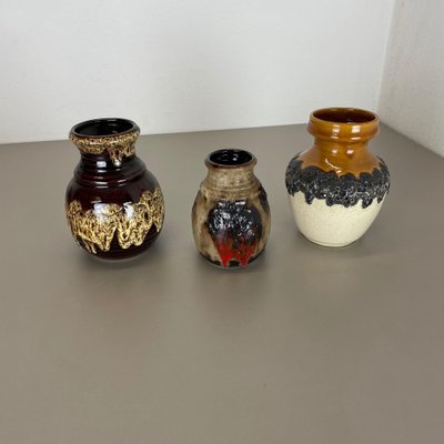 Multi-Colored Op Art Fat Lava Ceramic Vases from Bay Keramik, Germany, Set of 3-QZ-1265059