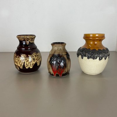 Multi-Colored Op Art Fat Lava Ceramic Vases from Bay Keramik, Germany, Set of 3-QZ-1265059