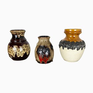 Multi-Colored Op Art Fat Lava Ceramic Vases from Bay Keramik, Germany, Set of 3-QZ-1265059