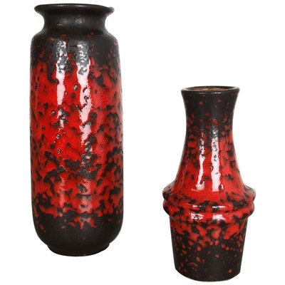 Multi-Colored Pottery Fat Lava Vases from Scheurich, Germany, 1970s, Set of 2-QZ-1151865