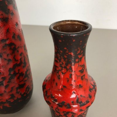 Multi-Colored Pottery Fat Lava Vases from Scheurich, Germany, 1970s, Set of 2-QZ-1151865