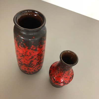 Multi-Colored Pottery Fat Lava Vases from Scheurich, Germany, 1970s, Set of 2-QZ-1151865