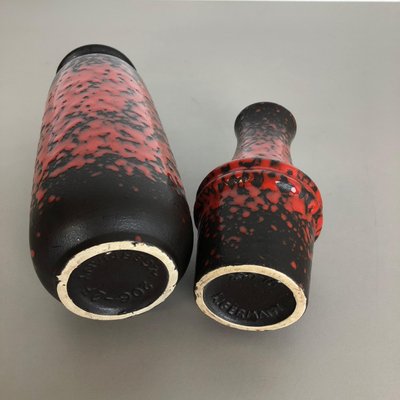 Multi-Colored Pottery Fat Lava Vases from Scheurich, Germany, 1970s, Set of 2-QZ-1151865