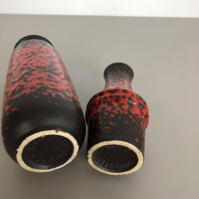 Multi-Colored Pottery Fat Lava Vases from Scheurich, Germany, 1970s, Set of 2-QZ-1151865