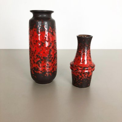 Multi-Colored Pottery Fat Lava Vases from Scheurich, Germany, 1970s, Set of 2-QZ-1151865