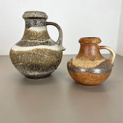 Multi-Colored Pottery Fat Lava Vases from Scheurich, Germany, 1970s, Set of 2-QZ-1260425