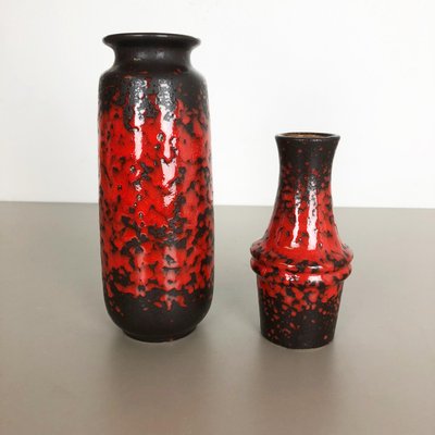 Multi-Colored Pottery Fat Lava Vases from Scheurich, Germany, 1970s, Set of 2-QZ-1151865