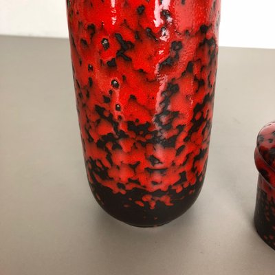 Multi-Colored Pottery Fat Lava Vases from Scheurich, Germany, 1970s, Set of 2-QZ-1151865