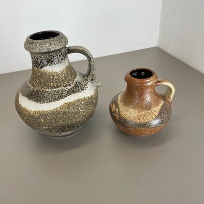 Multi-Colored Pottery Fat Lava Vases from Scheurich, Germany, 1970s, Set of 2-QZ-1260425