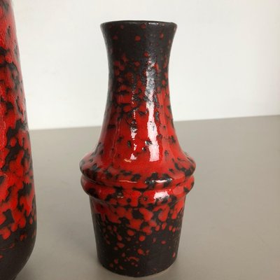 Multi-Colored Pottery Fat Lava Vases from Scheurich, Germany, 1970s, Set of 2-QZ-1151865