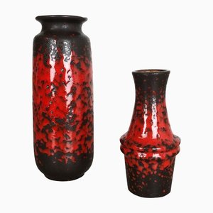 Multi-Colored Pottery Fat Lava Vases from Scheurich, Germany, 1970s, Set of 2-QZ-1151865