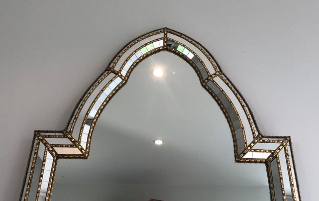 Multi-Faceted Mirror with Brass Garlands-BA-1365453