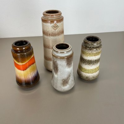 Multicolor Fat Lava Pottery Vases from Scheurich, Germany, 1970s, Set of 4-QZ-1114580