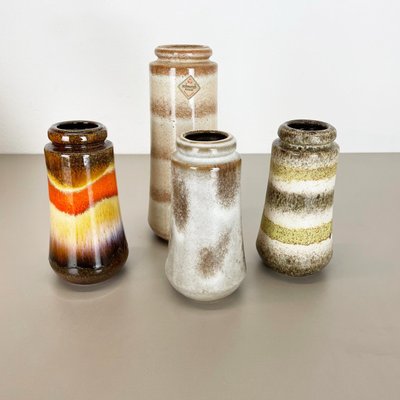 Multicolor Fat Lava Pottery Vases from Scheurich, Germany, 1970s, Set of 4-QZ-1114580