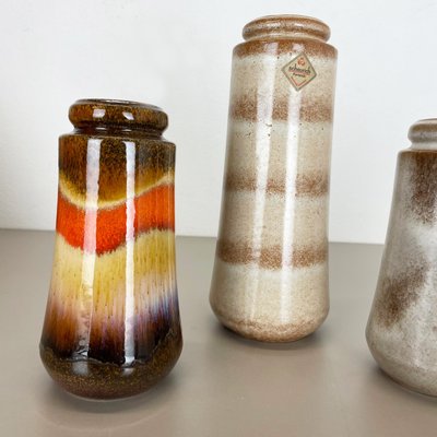 Multicolor Fat Lava Pottery Vases from Scheurich, Germany, 1970s, Set of 4-QZ-1114580