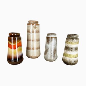 Multicolor Fat Lava Pottery Vases from Scheurich, Germany, 1970s, Set of 4-QZ-1114580