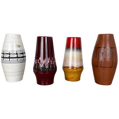 Multicolor Fat Lava Pottery Vases from Scheurich, Germany, Set of 4-QZ-1120671