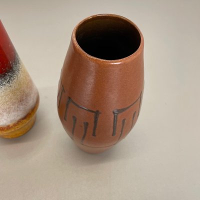 Multicolor Fat Lava Pottery Vases from Scheurich, Germany, Set of 4-QZ-1120671