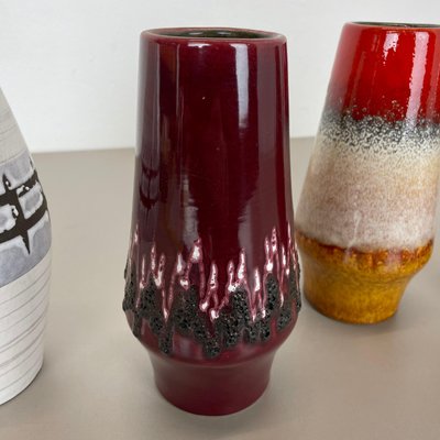 Multicolor Fat Lava Pottery Vases from Scheurich, Germany, Set of 4-QZ-1120671