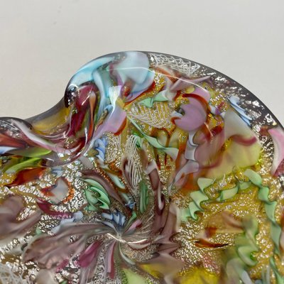 Multicolor Murano Glass Bowl Gold Flakes Shell Ashtray by Dino Martens, Italy, 1960s-QZ-1425952