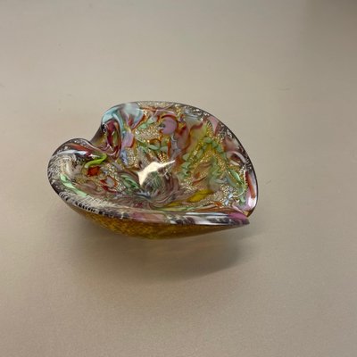 Multicolor Murano Glass Bowl Gold Flakes Shell Ashtray by Dino Martens, Italy, 1960s-QZ-1425952