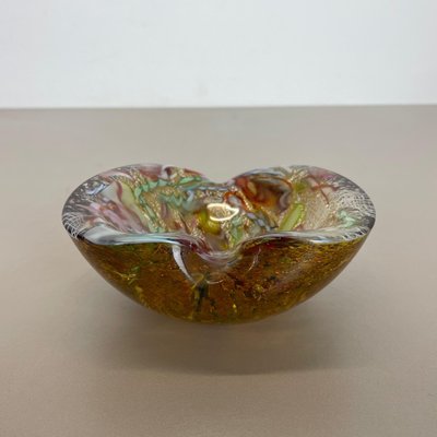 Multicolor Murano Glass Bowl Gold Flakes Shell Ashtray by Dino Martens, Italy, 1960s-QZ-1425952