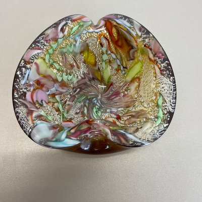 Multicolor Murano Glass Bowl Gold Flakes Shell Ashtray by Dino Martens, Italy, 1960s-QZ-1425952