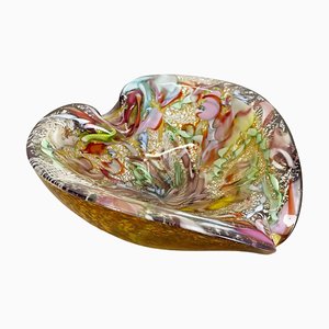 Multicolor Murano Glass Bowl Gold Flakes Shell Ashtray by Dino Martens, Italy, 1960s-QZ-1425952