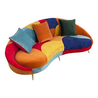 Multicolor Three-Seater Curved Glamorous Sofa, 1990s-BEW-1773400