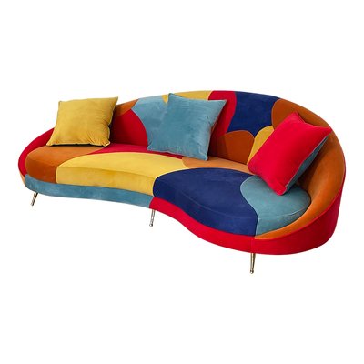 Multicolor Three-Seater Curved Glamorous Sofa, 1990s-BEW-1773400