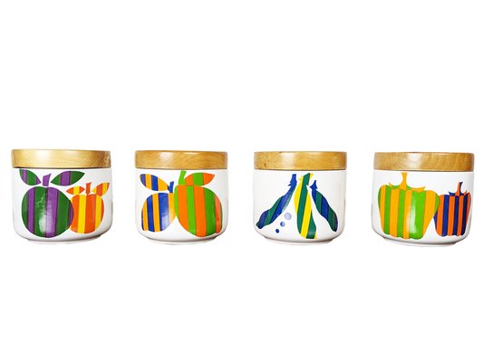 Multicolored Ceramic & Wood Boxes by Ambrogio Pozzi for F. Pozzi, 1960s, Set of 4-RD-1814544