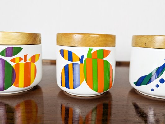 Multicolored Ceramic & Wood Boxes by Ambrogio Pozzi for F. Pozzi, 1960s, Set of 4-RD-1814544