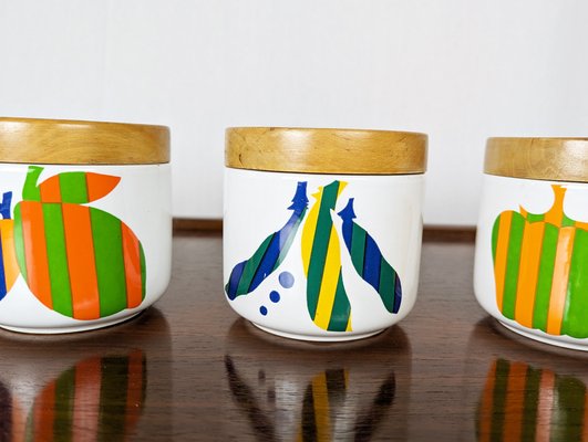 Multicolored Ceramic & Wood Boxes by Ambrogio Pozzi for F. Pozzi, 1960s, Set of 4-RD-1814544