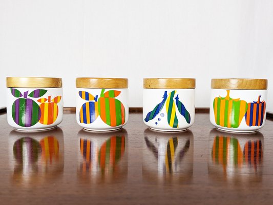 Multicolored Ceramic & Wood Boxes by Ambrogio Pozzi for F. Pozzi, 1960s, Set of 4-RD-1814544