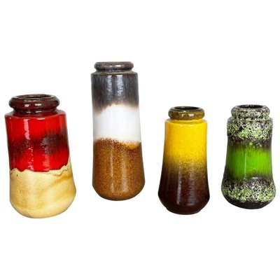 Multicolored Fat Lava Ceramic Vases from Scheurich, Germany, 1970s, Set of 4-QZ-1053289