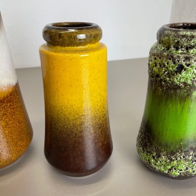 Multicolored Fat Lava Ceramic Vases from Scheurich, Germany, 1970s, Set of 4-QZ-1053289