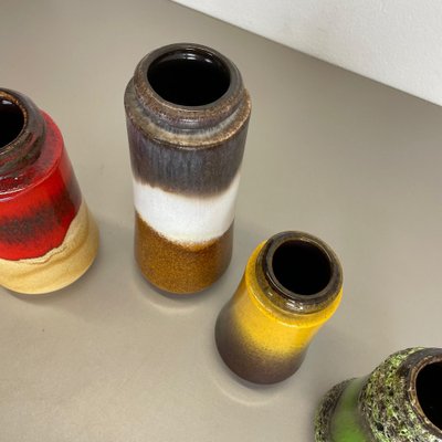 Multicolored Fat Lava Ceramic Vases from Scheurich, Germany, 1970s, Set of 4-QZ-1053289