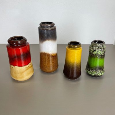 Multicolored Fat Lava Ceramic Vases from Scheurich, Germany, 1970s, Set of 4-QZ-1053289