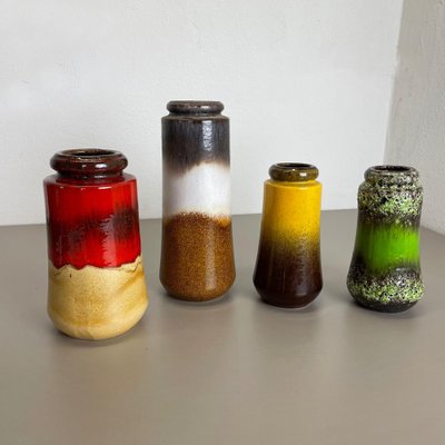 Multicolored Fat Lava Ceramic Vases from Scheurich, Germany, 1970s, Set of 4-QZ-1053289