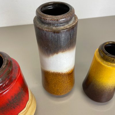 Multicolored Fat Lava Ceramic Vases from Scheurich, Germany, 1970s, Set of 4-QZ-1053289