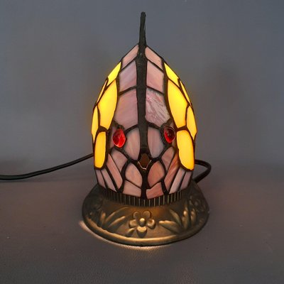 Multicolored Leaded Glass Fish Table Lamp with Brass Base, 1970s-PWG-2041259